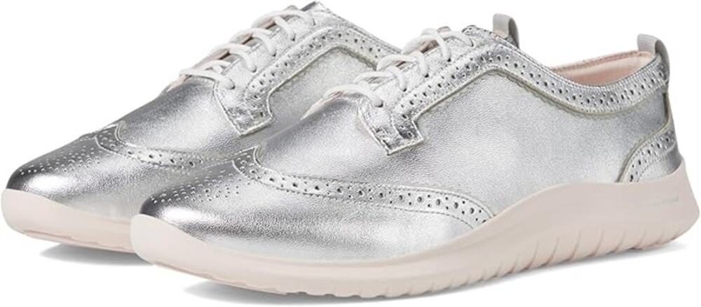 NWT Cole Haan Women's Metallic Leather Oxfords-Silver-Size 7